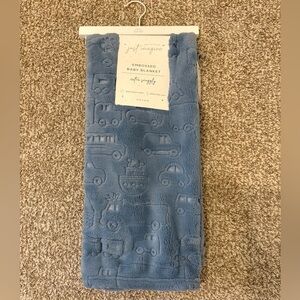 Just Imagine Embossed Baby Blanket Blue, Vehicles Snuggly Soft Fleece 30x40 New